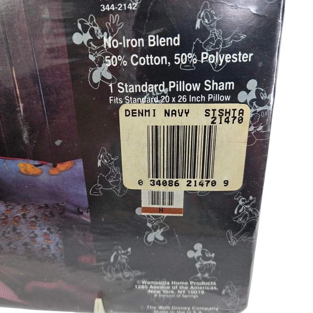 Wamsutta Mickey Mouse Walt Disney Pillow Sham Standard Size Blue Color Decor‎ Nw
